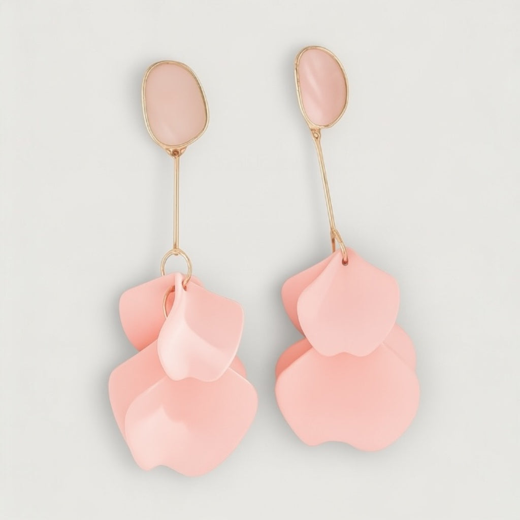 Stellar Blooms Pink Petal Drop Earrings