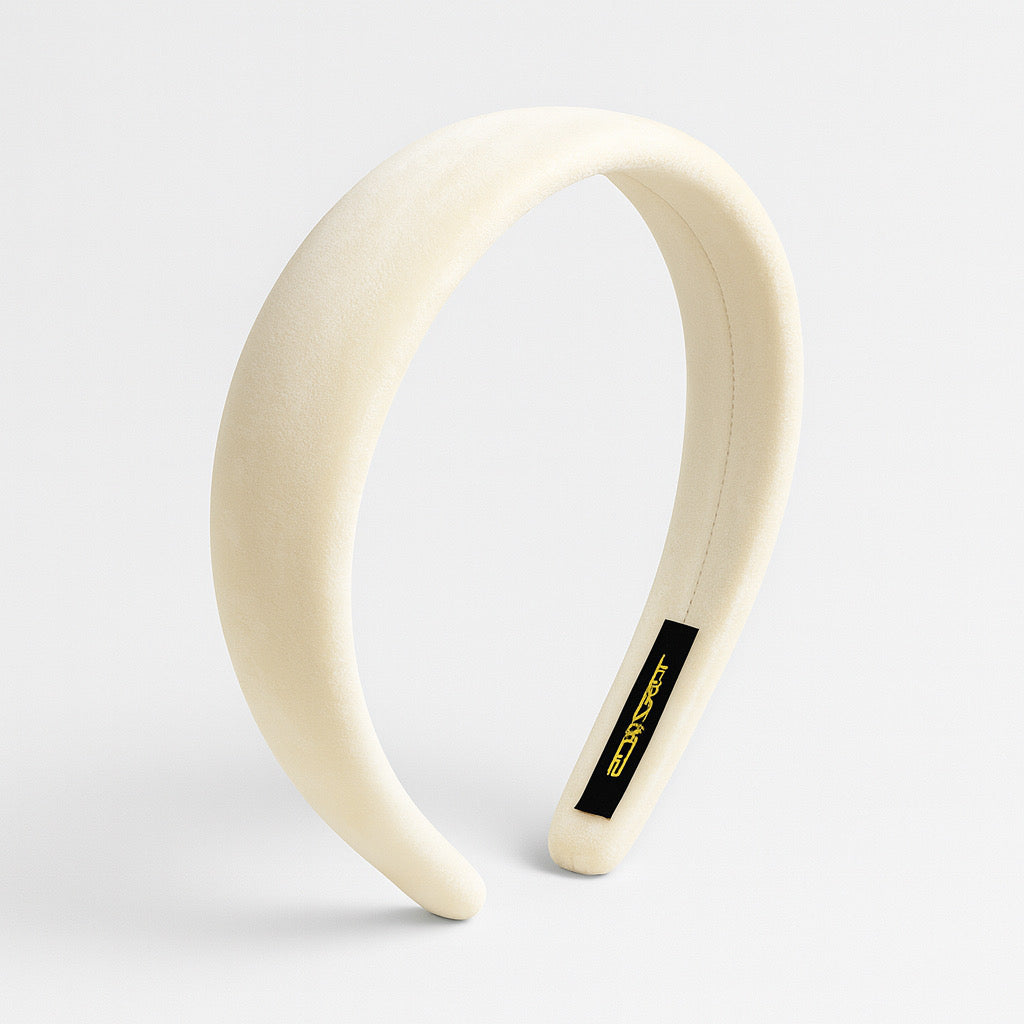 Cream velvet headband, elegant wide hair accessory by PaulaB Jewellery & Accessories