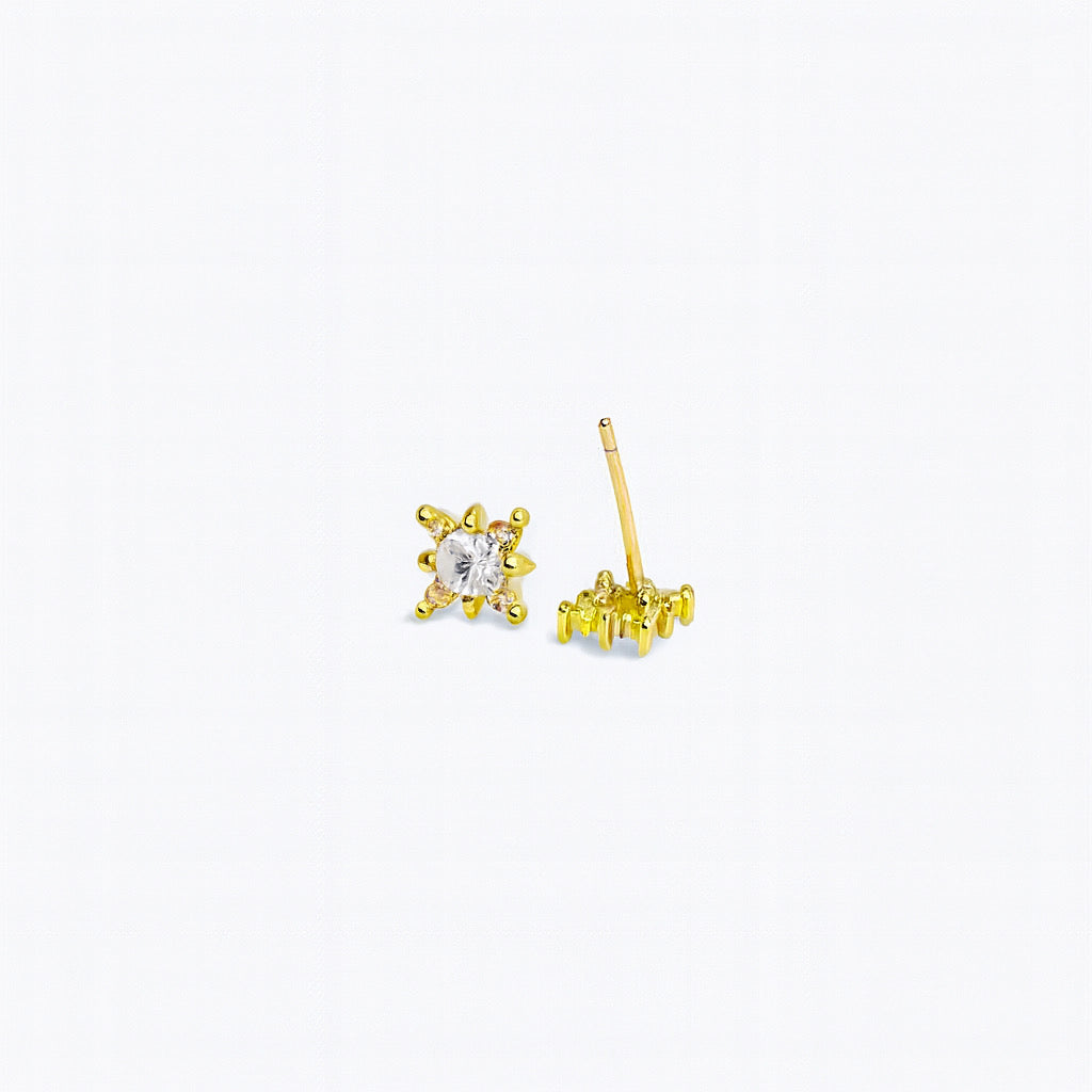 Back view of PaulaB Stellar Bloom Earrings in 14k gold-plated sterling silver with butterfly clasp.