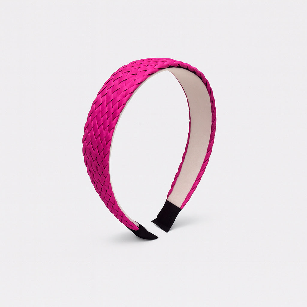 Fushia pink PU leather braided headband with woven design - PaulaB Jewellery & Accessories,