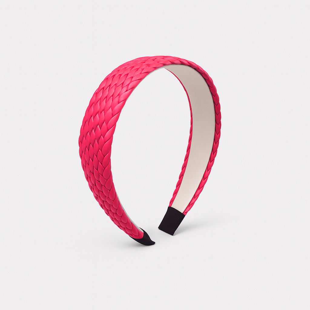 Hot red PU leather braided headband with woven texture PaulaB Jewellery & Accessories.
