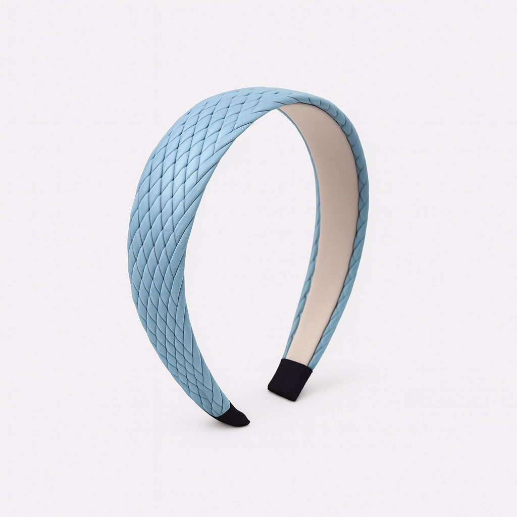 Sky blue PU leather braided headband with woven texture PaulaB Jewellery & Accessories.