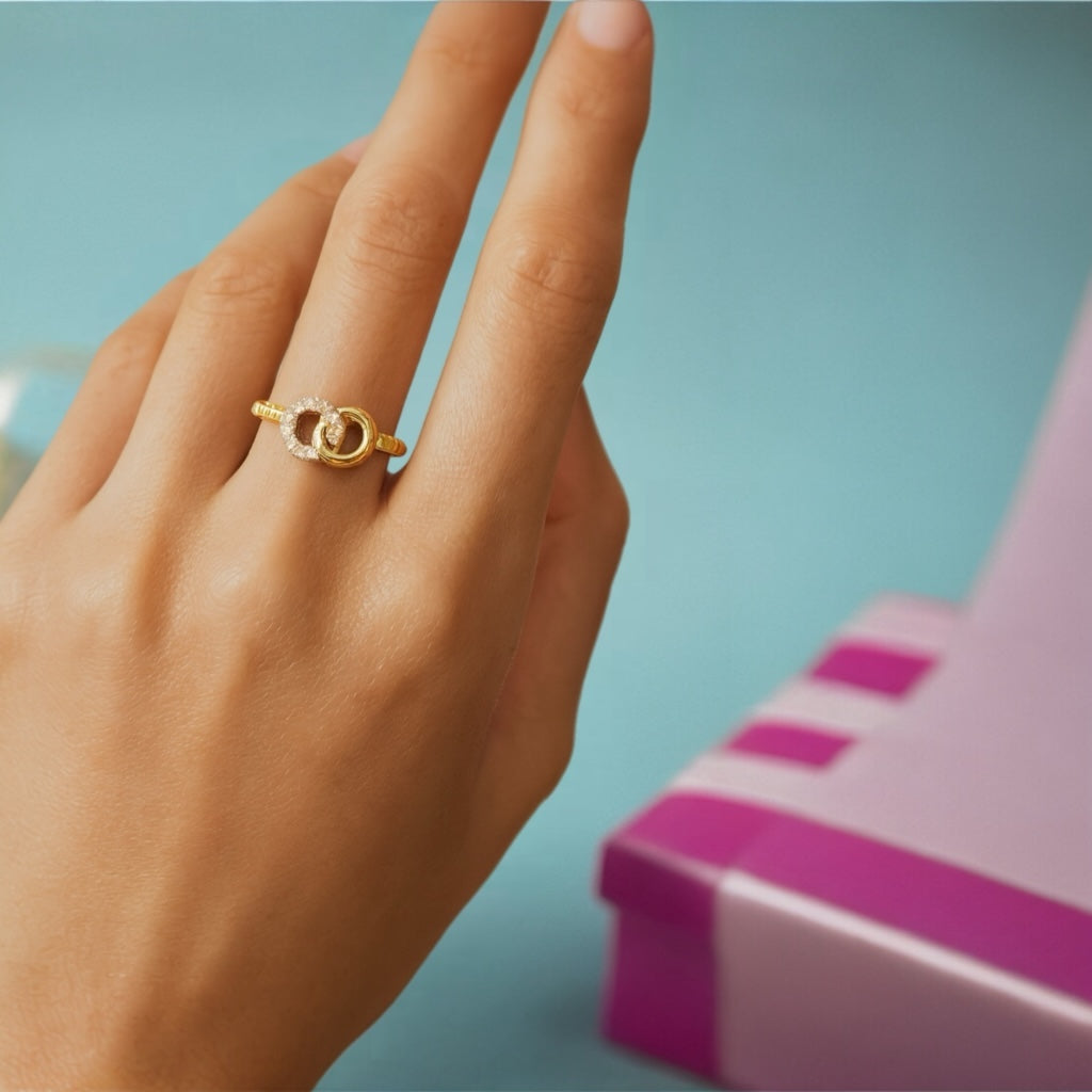 Sterling silver 14k gold plated adjustable knot ring by PaulaB Jewellery Australia.