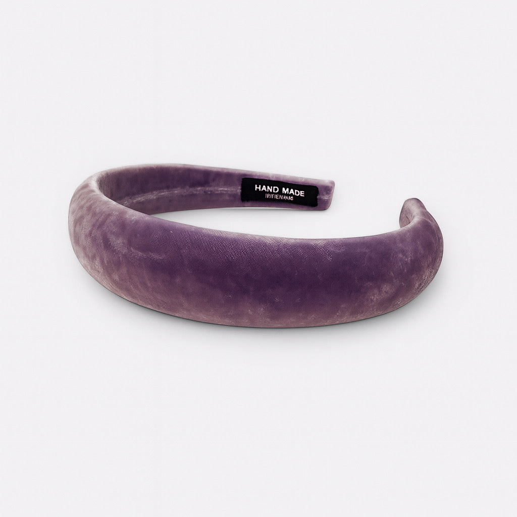 Handmade purple velvet headband elegant women's hair accessory.