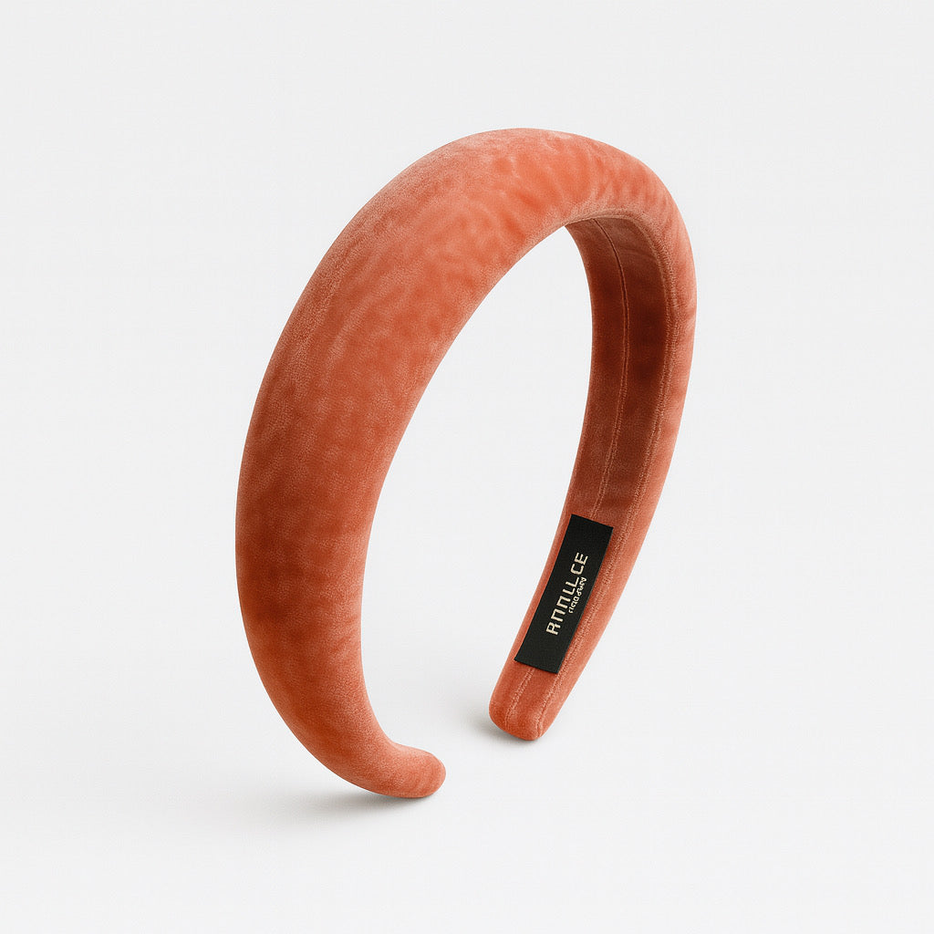 Terracotta velvet padded headband handmade wide hair accessory by paulaB Jewellery & Accessories
